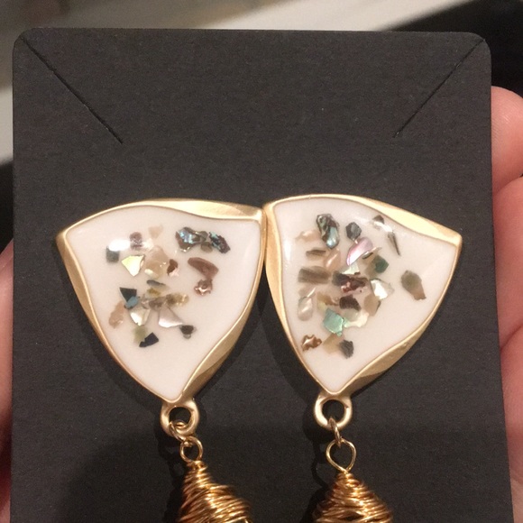 🍒 NEW Boho Enamel Agate Coral Stone Drop Earring - Picture 3 of 3